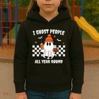 I Ghost People All Year Round Halloween Funny Kids Hoodie thumb 3