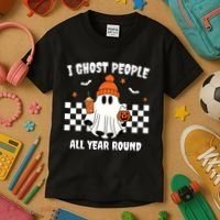 I Ghost People All Year Round Halloween Funny Kids T-Shirt thumb 3