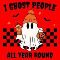 I Ghost People All Year Round Halloween Funny Santa Hat thumb 1