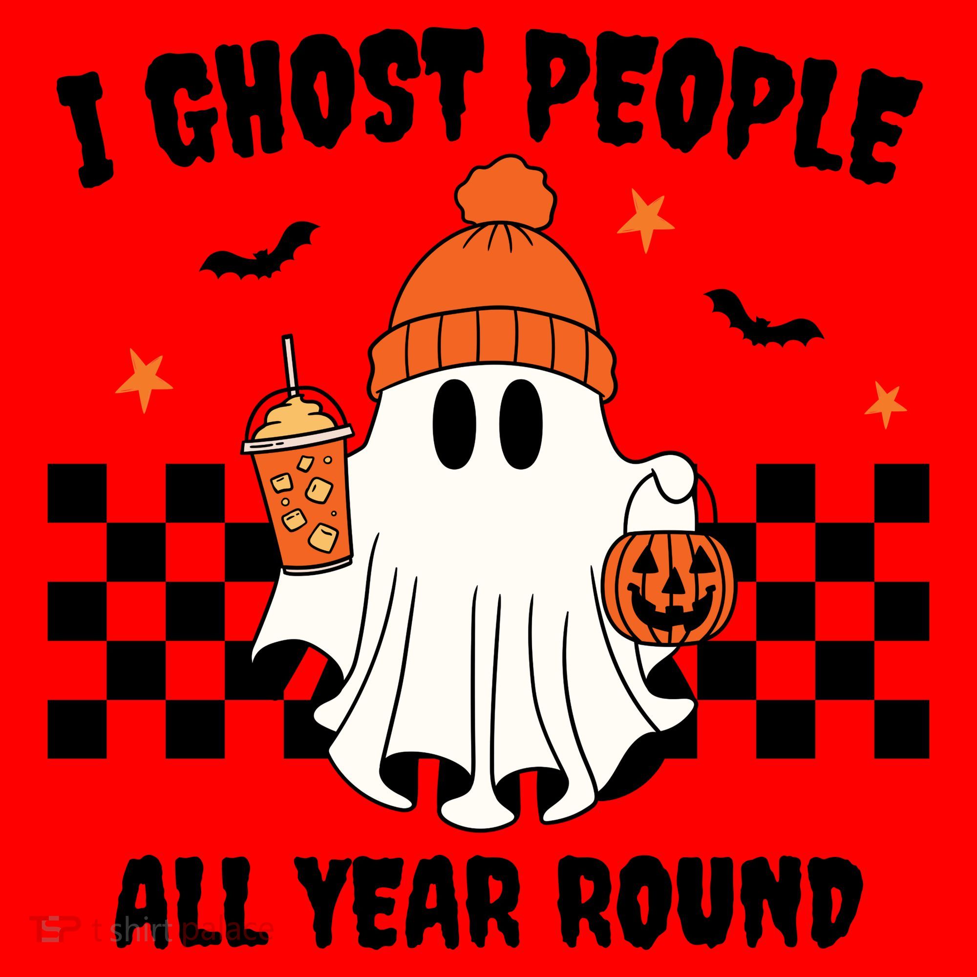 I Ghost People All Year Round Halloween Funny Santa Hat