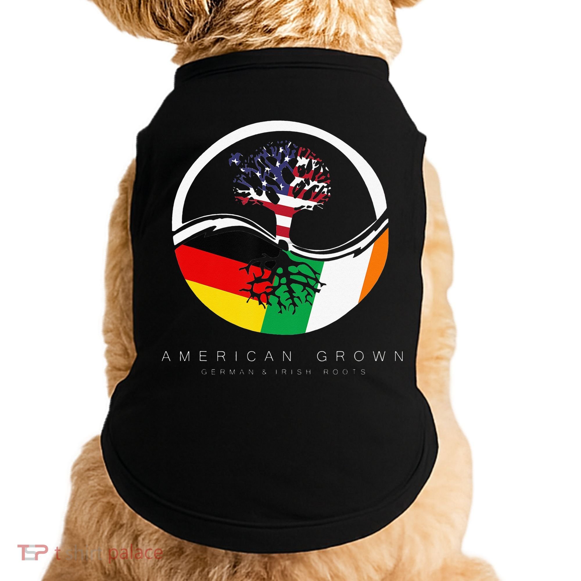 Irish German Roots American Grown With Flag Doggie Tank