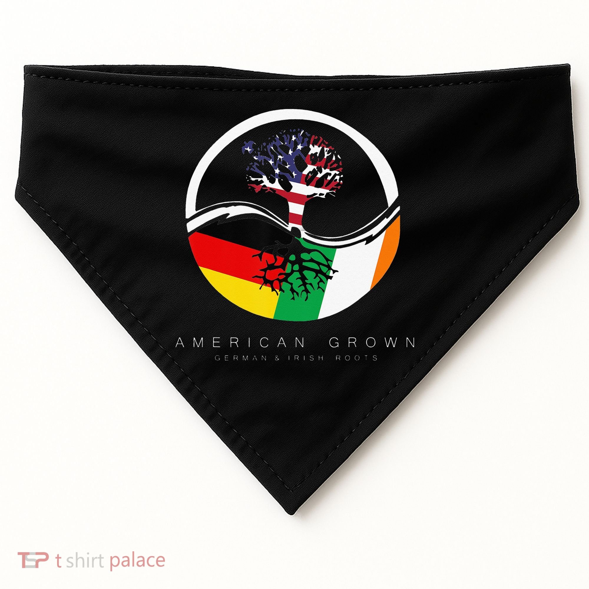 Irish German Roots American Grown With Flag USA-Made Doggie Bandana