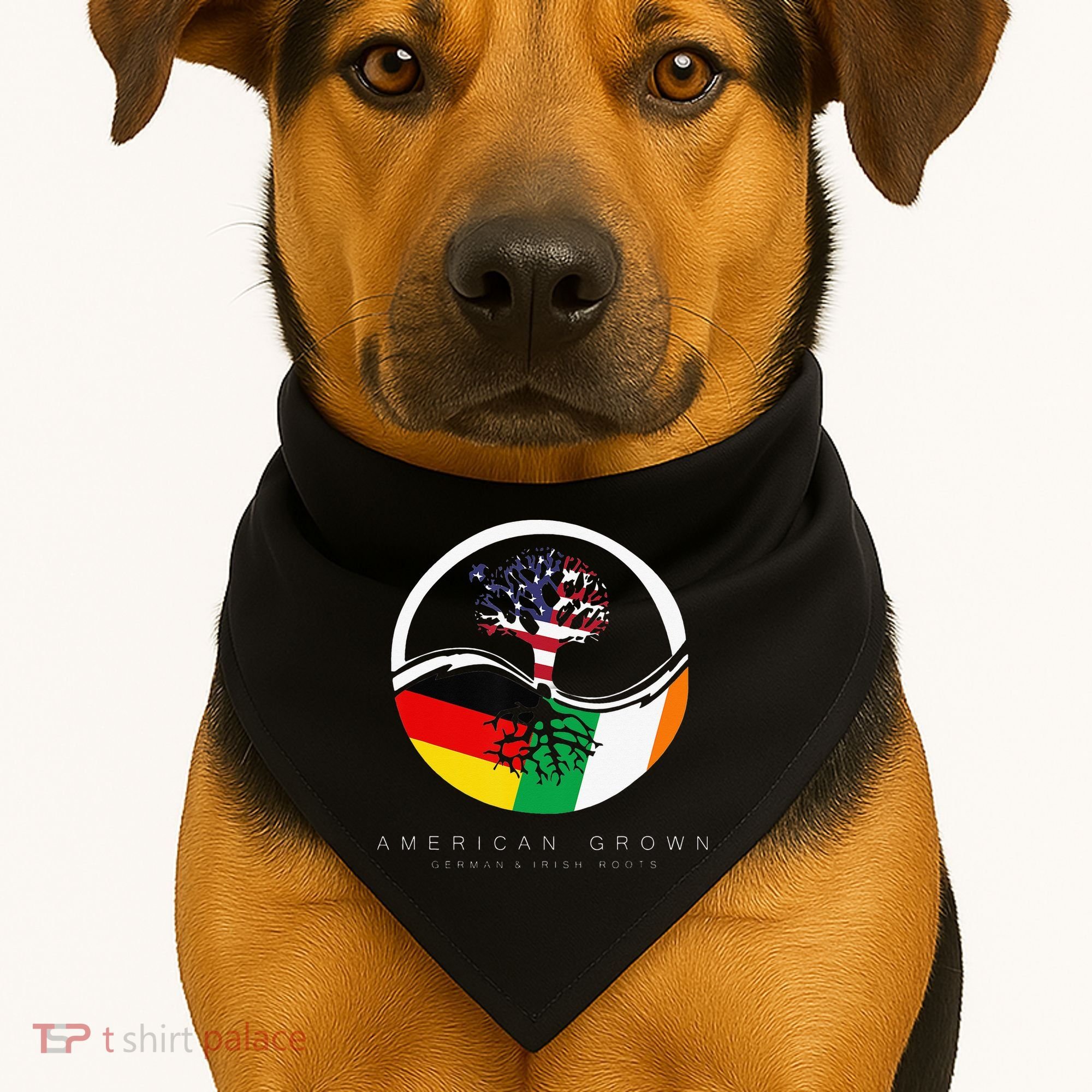 Irish German Roots American Grown With Flag USA-Made Doggie Bandana
