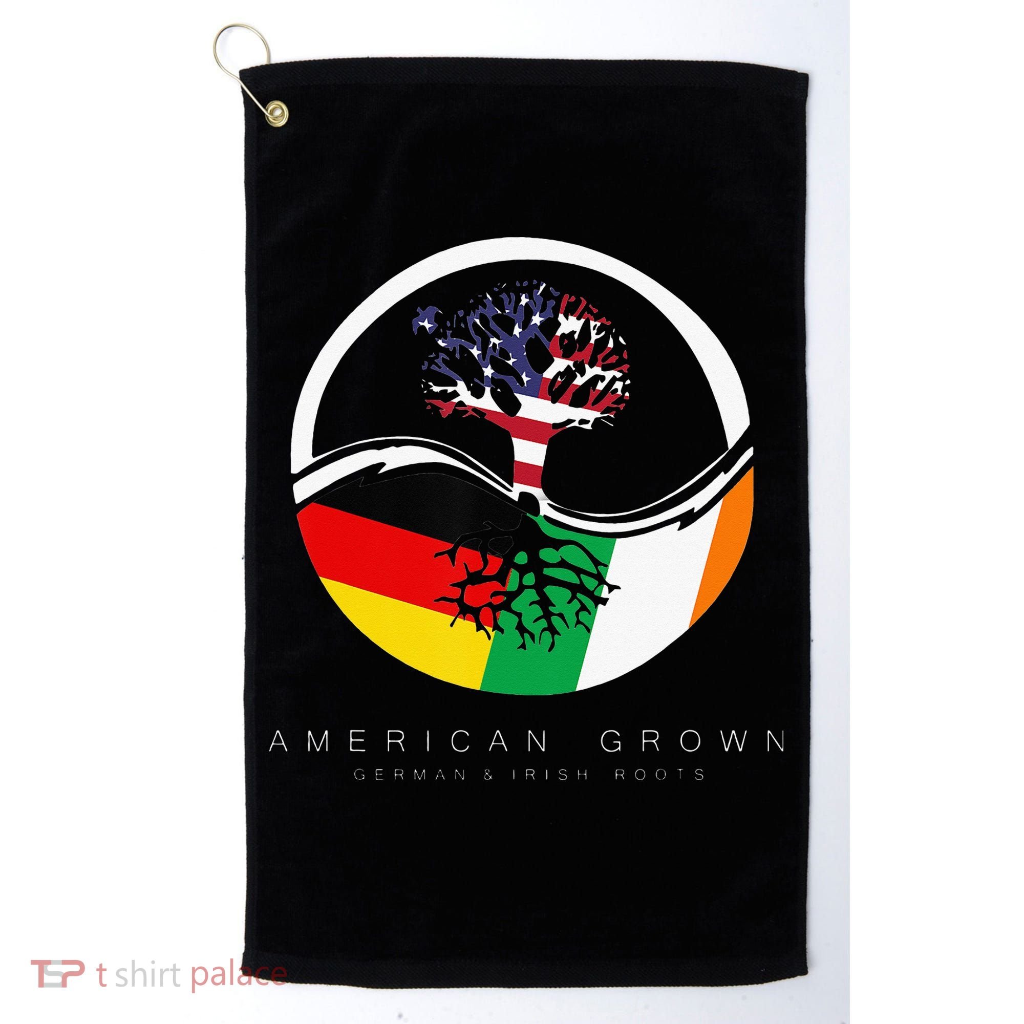 Irish German Roots American Grown With Flag Golf Towel