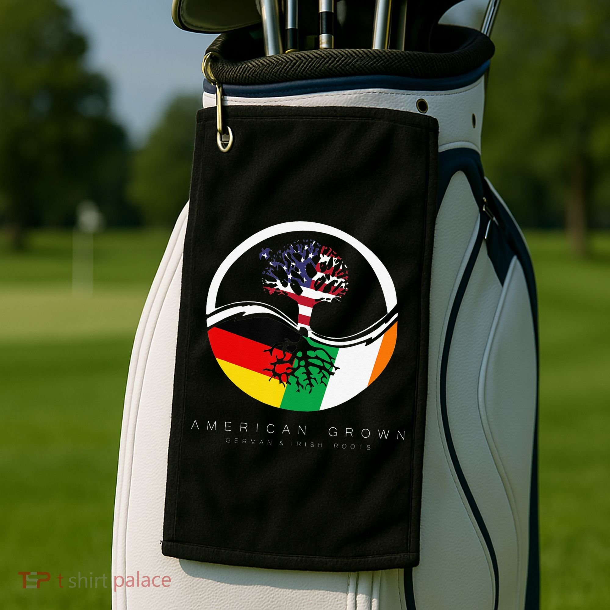 Irish German Roots American Grown With Flag Golf Towel