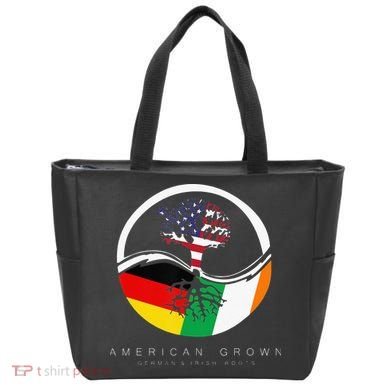 Irish German Roots American Grown With Flag Bag