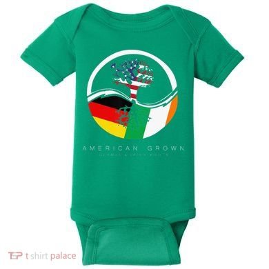 Irish German Roots American Grown With Flag Baby Bodysuit