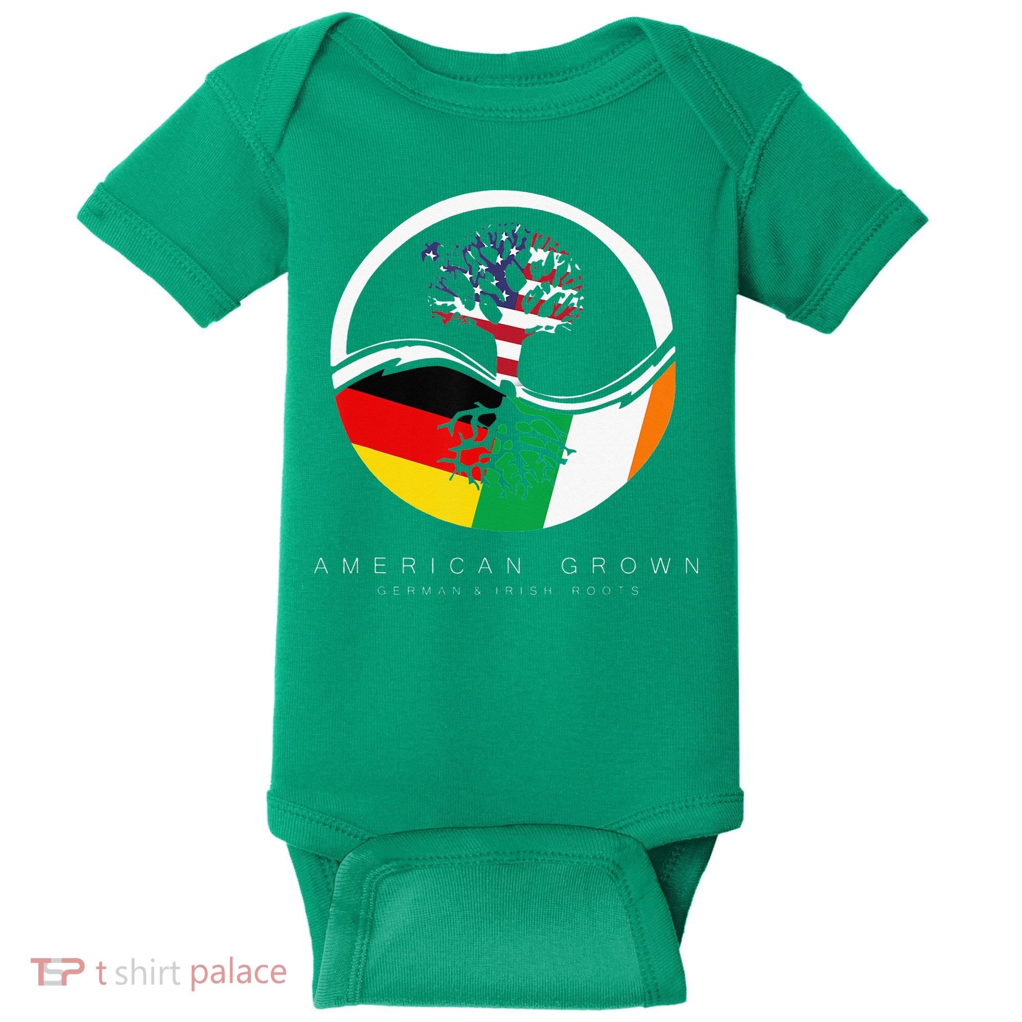 Irish German Roots American Grown With Flag Baby Bodysuit