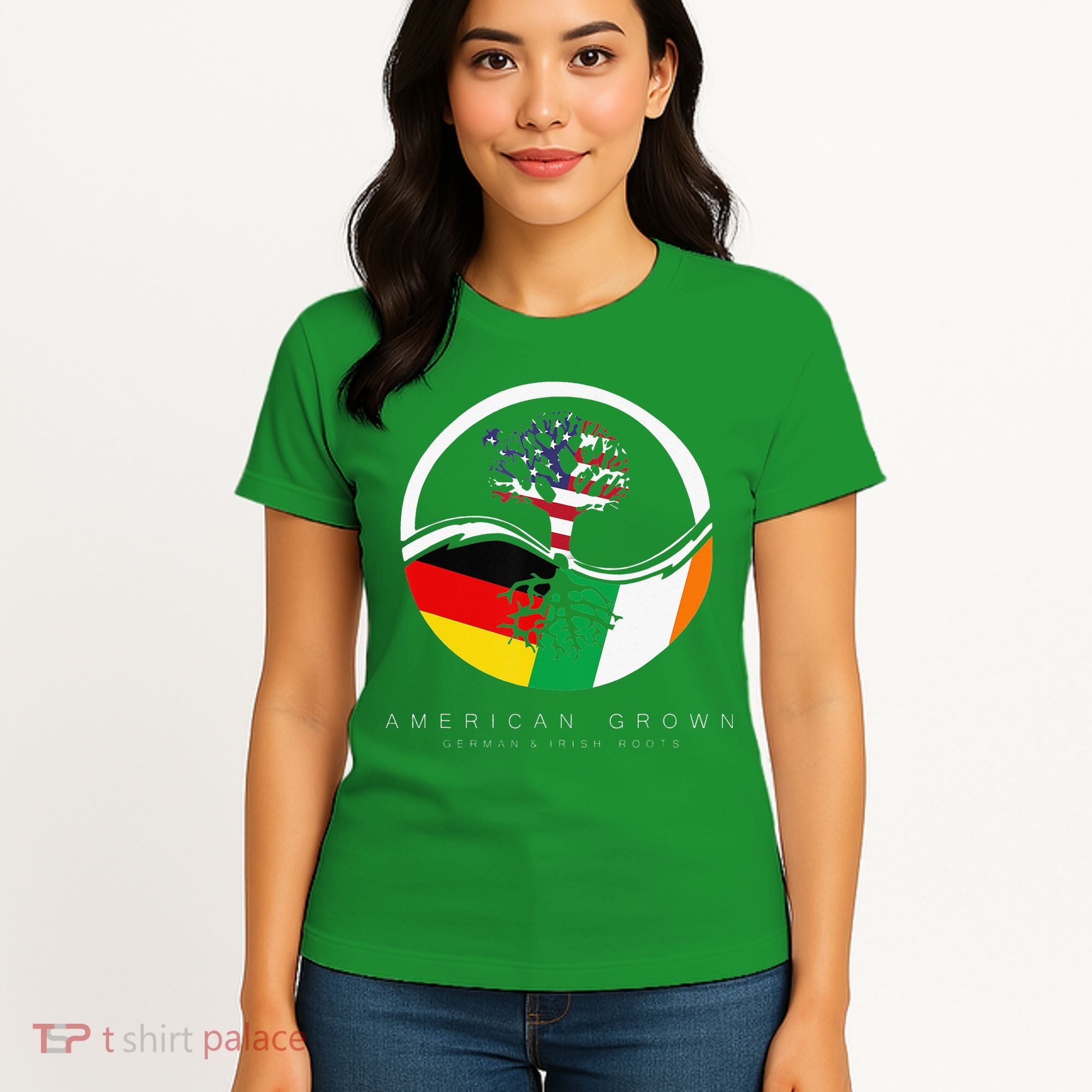 Irish German Roots American Grown With Flag Women's T-Shirt