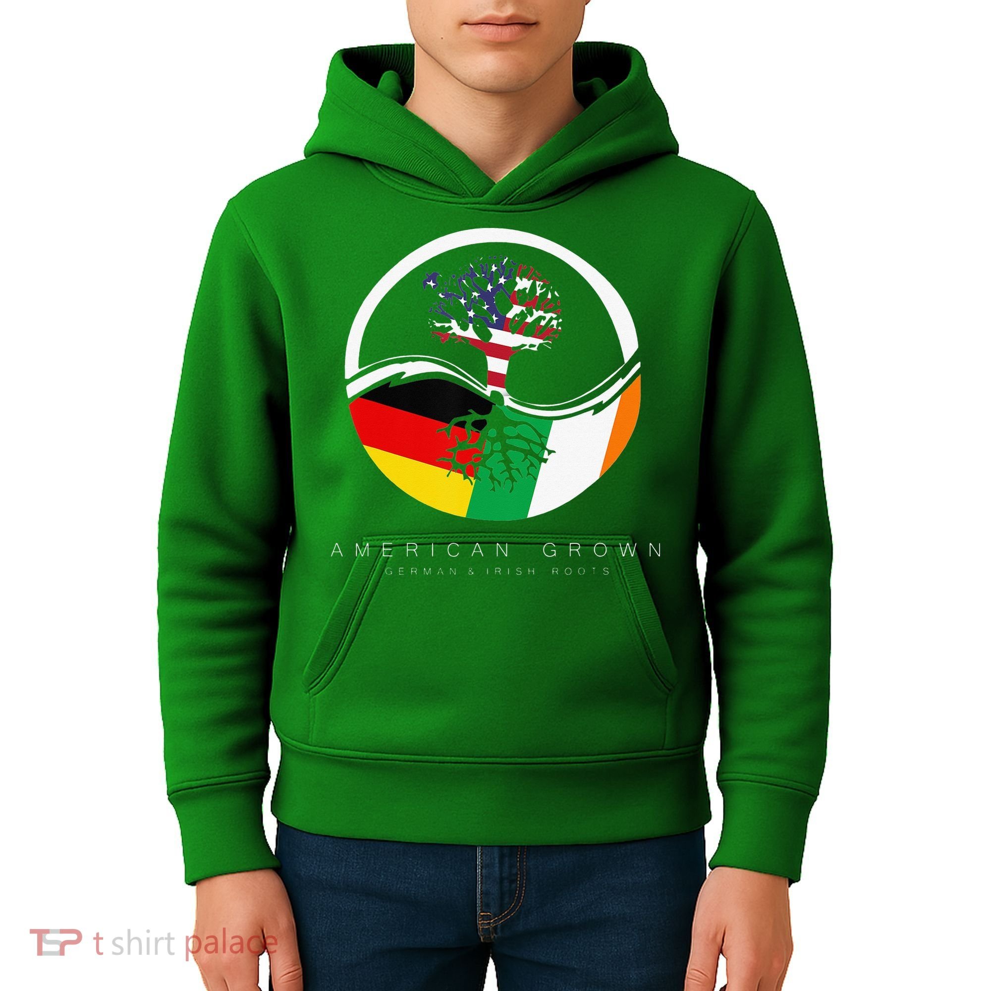 Irish German Roots American Grown With Flag Kids Hoodie