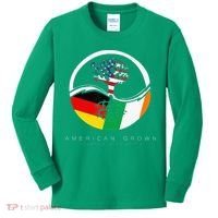 Irish German Roots American Grown With Flag Kids Long Sleeve Shirt thumb 0