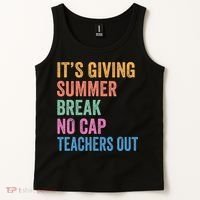 Its Giving Summer Break No Cap Funny Teacher Last Day Tank Top thumb 2