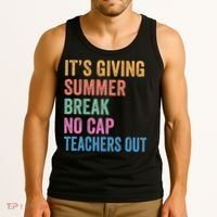 Its Giving Summer Break No Cap Funny Teacher Last Day Tank Top thumb 3