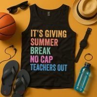 Its Giving Summer Break No Cap Funny Teacher Last Day Tank Top thumb 4