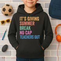 Its Giving Summer Break No Cap Funny Teacher Last Day Kids Hoodie thumb 2