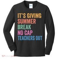Its Giving Summer Break No Cap Funny Teacher Last Day Kids Long Sleeve Shirt thumb 0