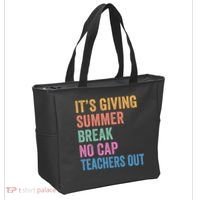 Its Giving Summer Break No Cap Funny Teacher Last Day Tote Bag thumb 2