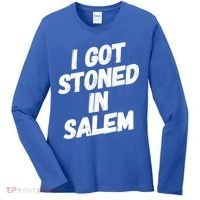 I Got Stoned In Salem Halloween Witches Stoner Cool Gift Women's Long Sleeve Shirt thumb 0
