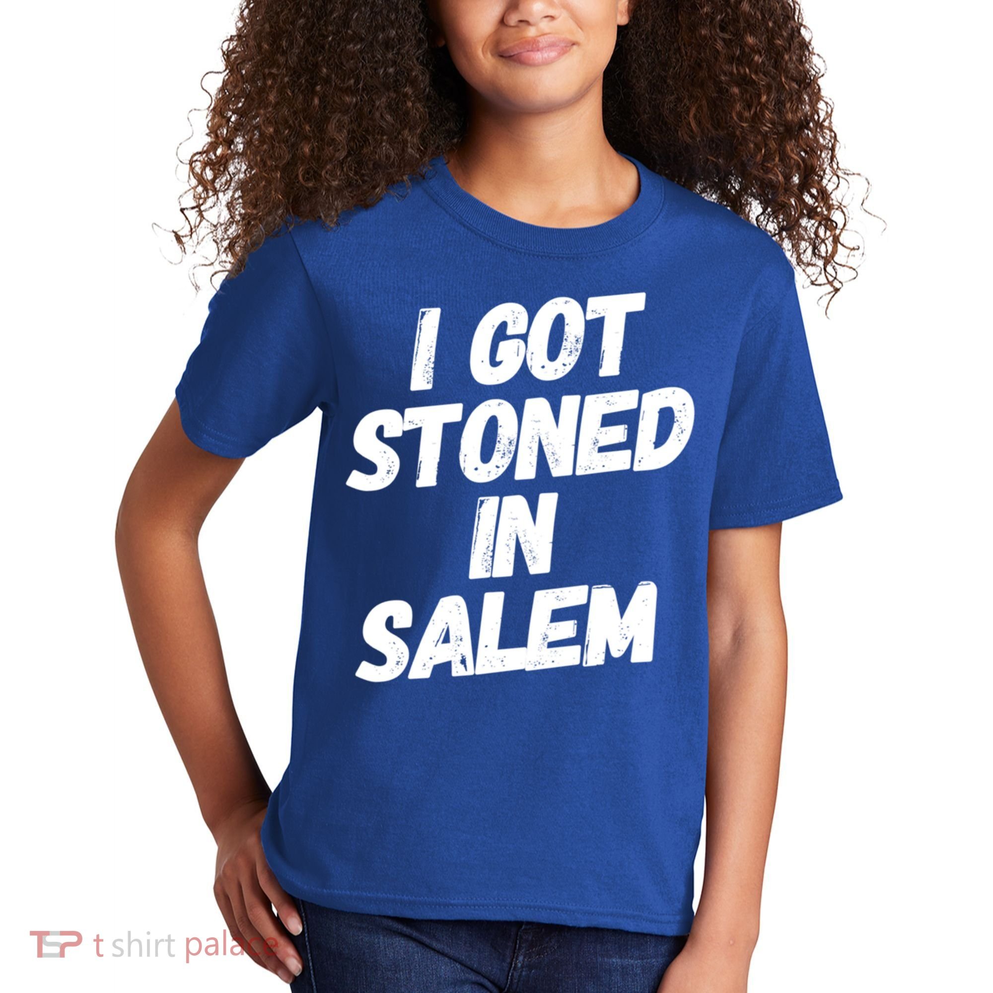 I Got Stoned In Salem Halloween Witches Stoner Cool Gift Kids T-Shirt