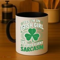 Irish Girl Speak Fluent Sarcasm Funny Coffee Mug thumb 4