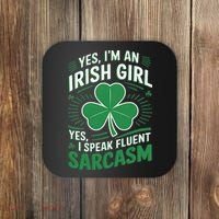 Irish Girl Speak Fluent Sarcasm Funny Coaster thumb 0
