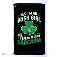 Irish Girl Speak Fluent Sarcasm Funny Golf Towel thumb 0