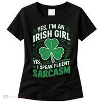 Irish Girl Speak Fluent Sarcasm Funny Women's T-Shirt thumb 0