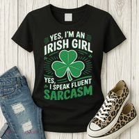 Irish Girl Speak Fluent Sarcasm Funny Women's T-Shirt thumb 3