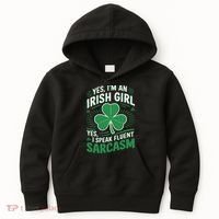 Irish Girl Speak Fluent Sarcasm Funny Kids Hoodie thumb 0