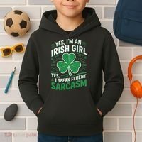 Irish Girl Speak Fluent Sarcasm Funny Kids Hoodie thumb 2