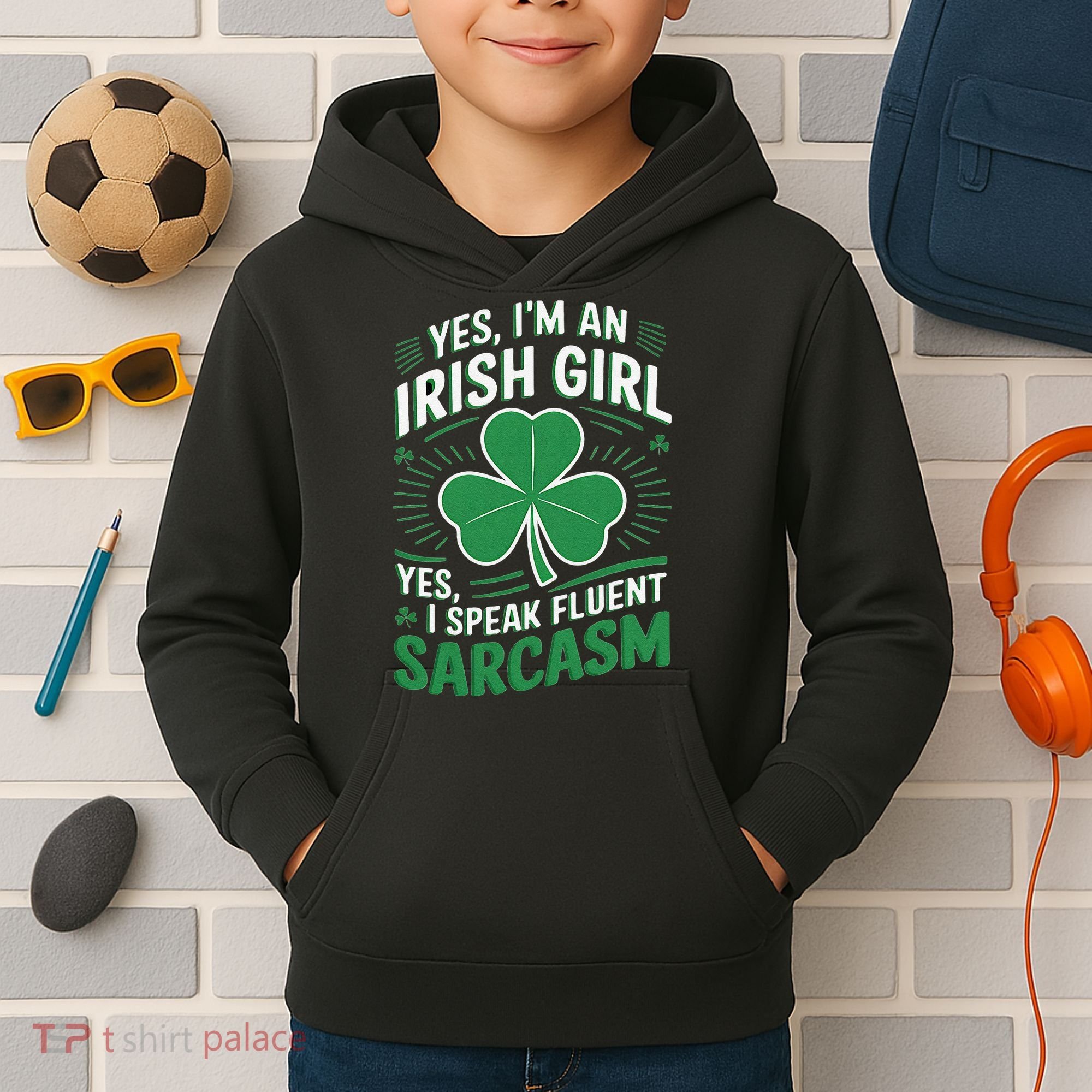 Irish Girl Speak Fluent Sarcasm Funny Kids Hoodie