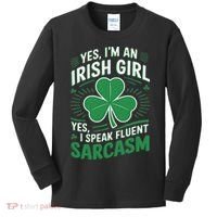 Irish Girl Speak Fluent Sarcasm Funny Kids Long Sleeve Shirt thumb 0