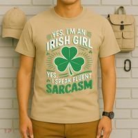 Irish Girl Speak Fluent Sarcasm Funny T-Shirt thumb 6