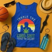 Inhale Good Shit Exhale Bullshit Weed Cannabis Yoga 420 Gift Tank Top thumb 4