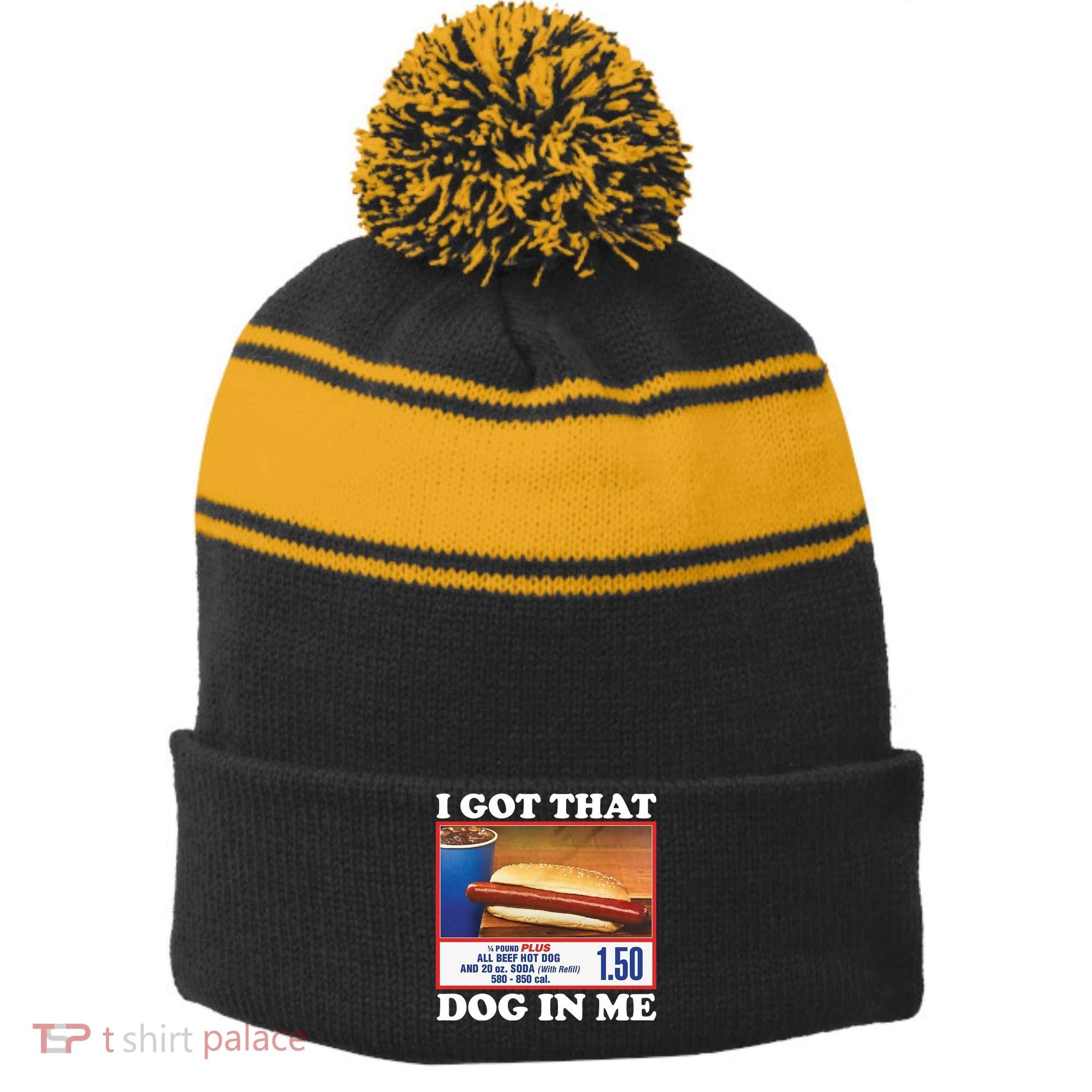 I Got That Dog In Me Costco Stripe Pom Pom Beanie