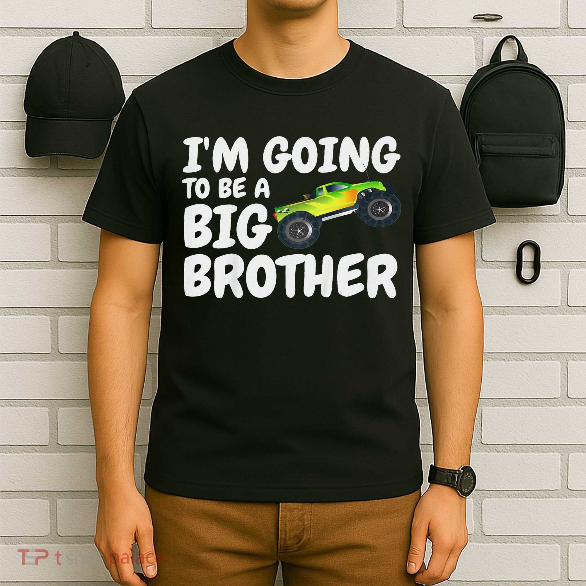 I'm Going To Be A Big Brother Announcement Monster Truck Car T-Shirt