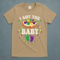 I Got The Baby Pregnancy Announcet Funny Mardi Gras T-Shirt thumb 5