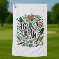 I Garden Therefore I Am Golf Towel thumb 1