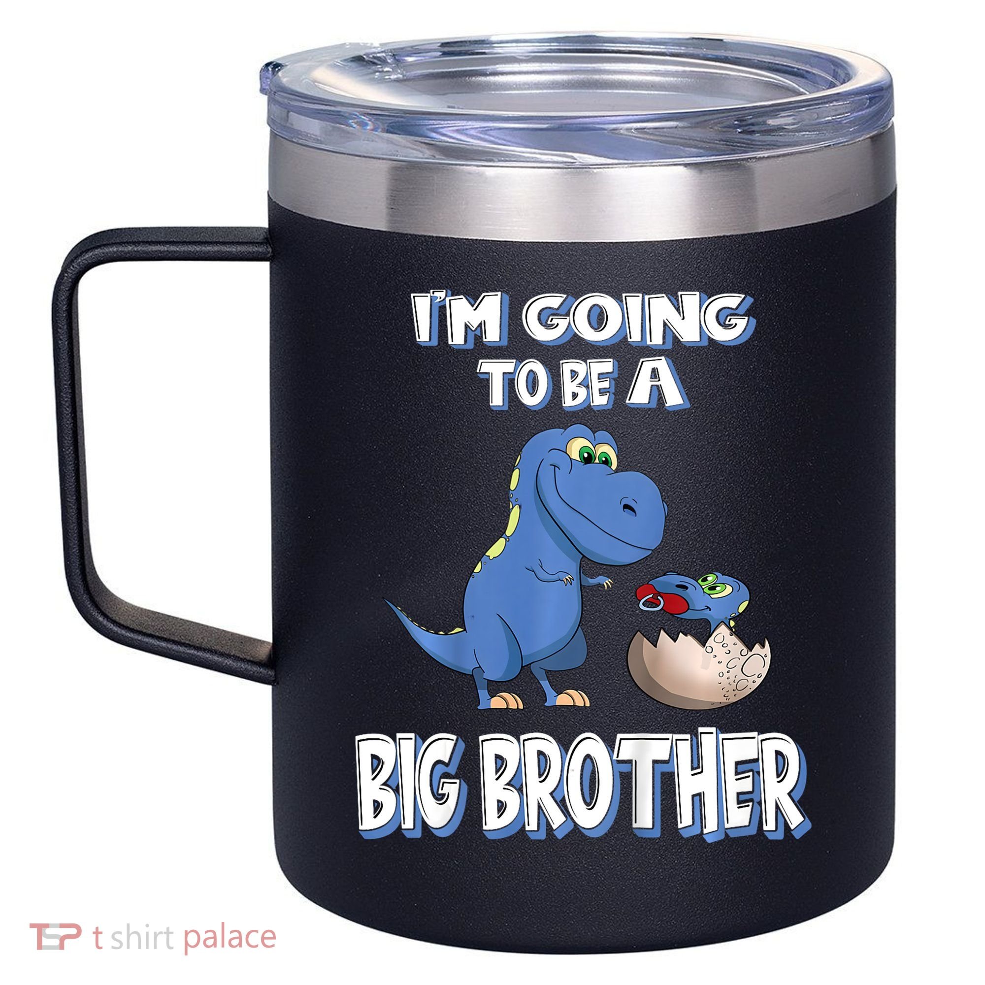 I'm Going To Be A Big Brother Dinosaur 12oz Stainless Steel Coffee Mug