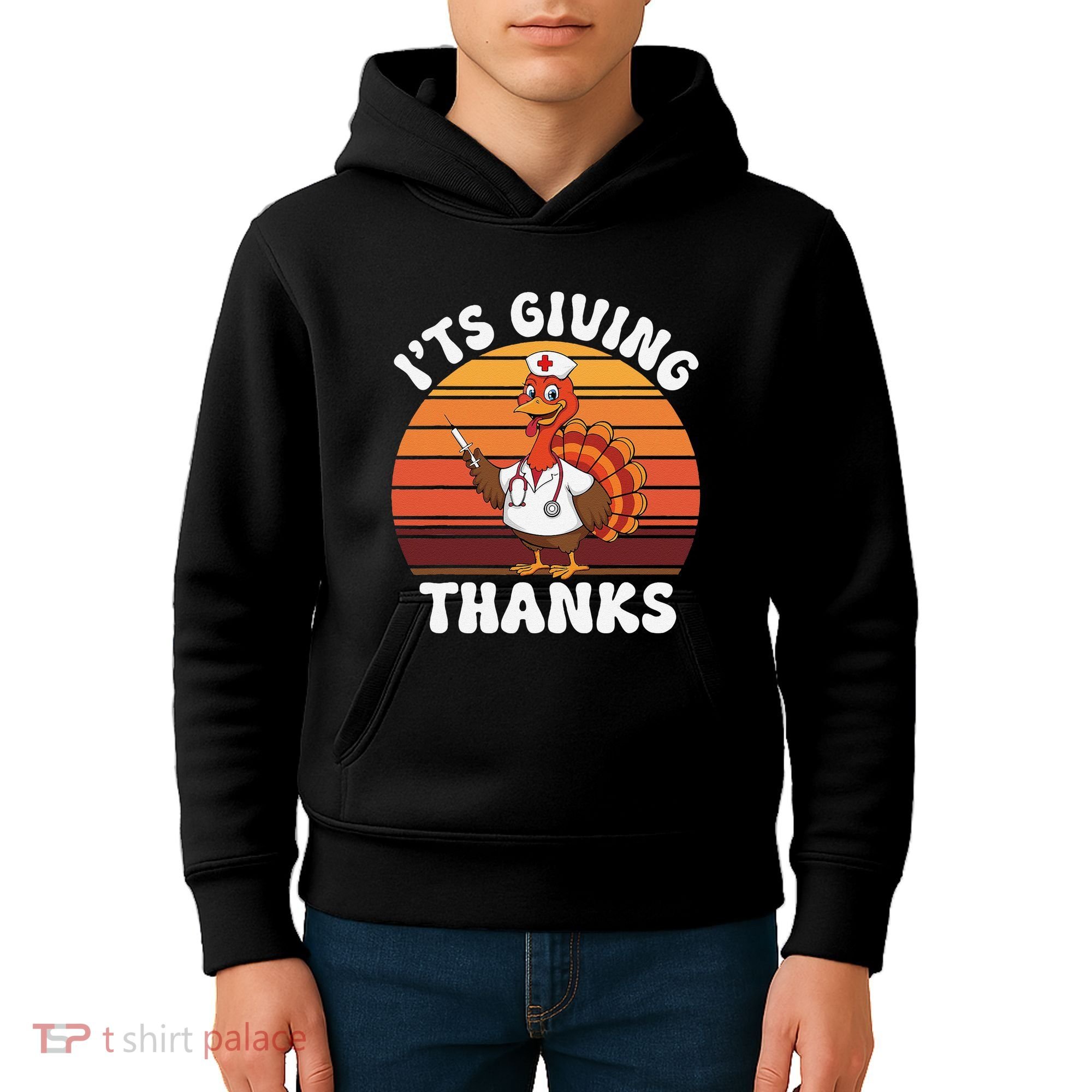 ItS Giving Thanks Nurse Thanksgiving Funny Turkey Nurse Kids Hoodie