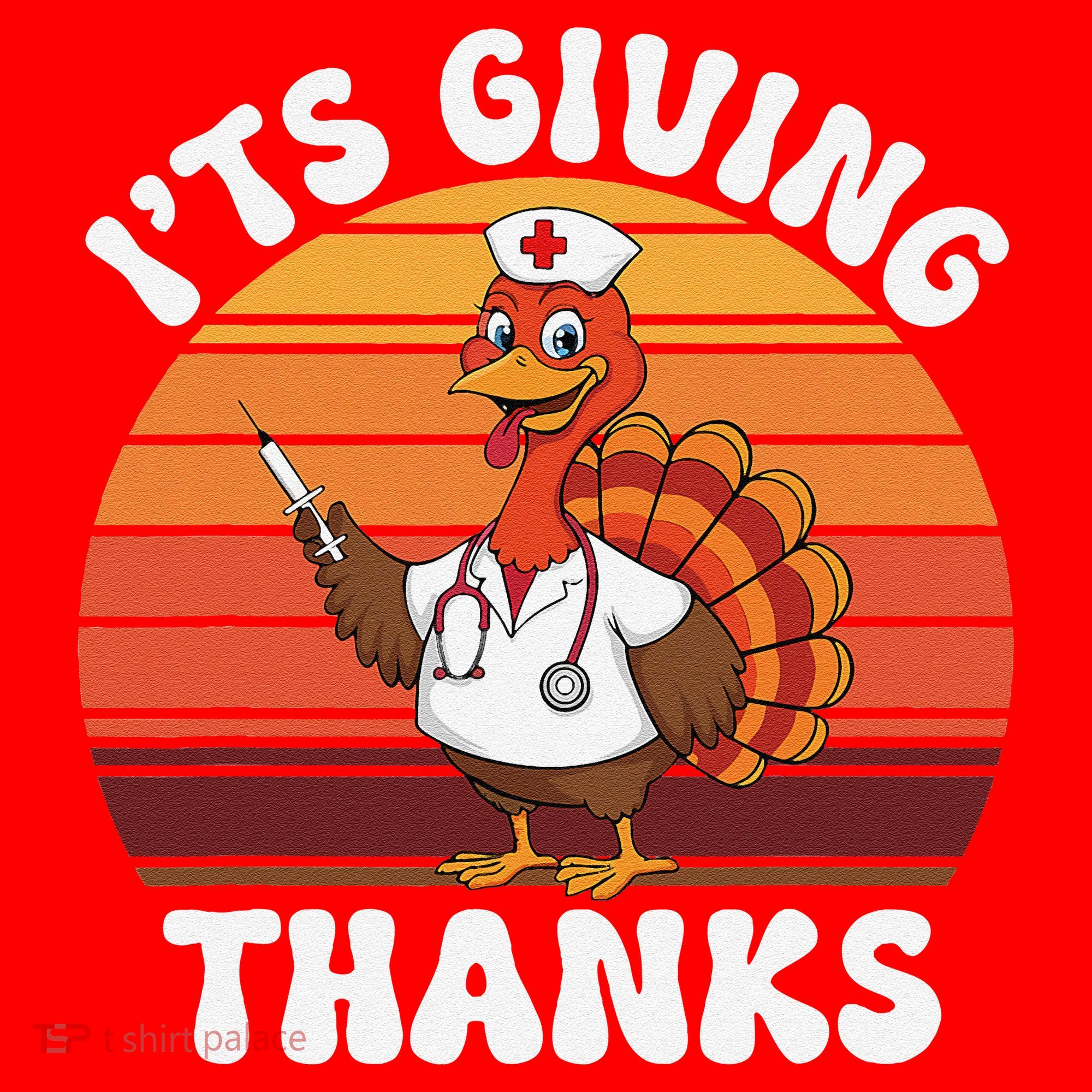 ItS Giving Thanks Nurse Thanksgiving Funny Turkey Nurse Santa Hat