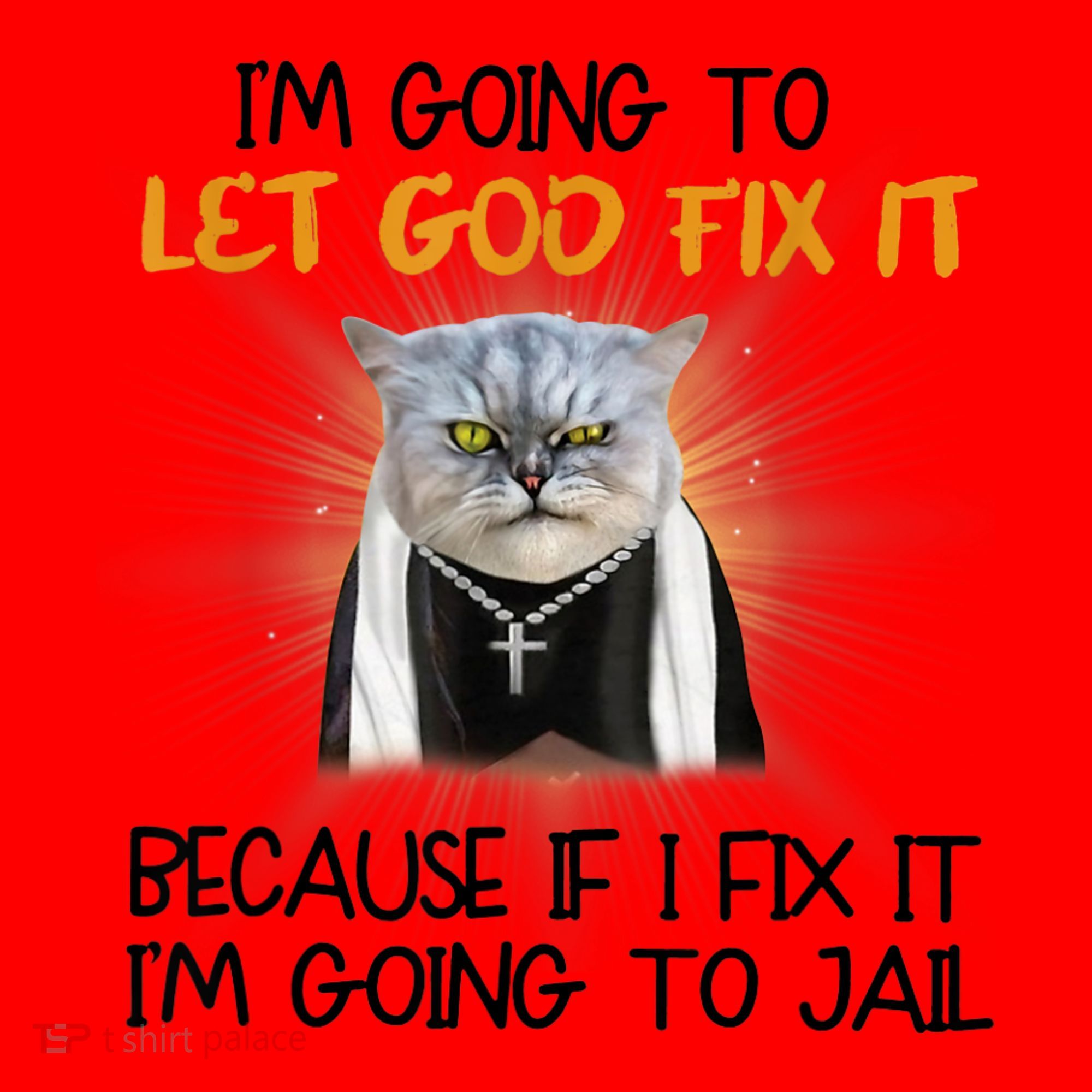 I'm Going To Let God Fix It Funny Cat Santa Hat