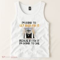 I'm Going To Let God Fix It Funny Cat Tank Top thumb 2