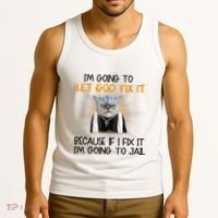 I'm Going To Let God Fix It Funny Cat Tank Top thumb 3