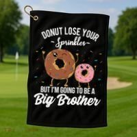 Im Going To Be A Big Brother Funny Donut Baby Announcement Golf Towel thumb 1