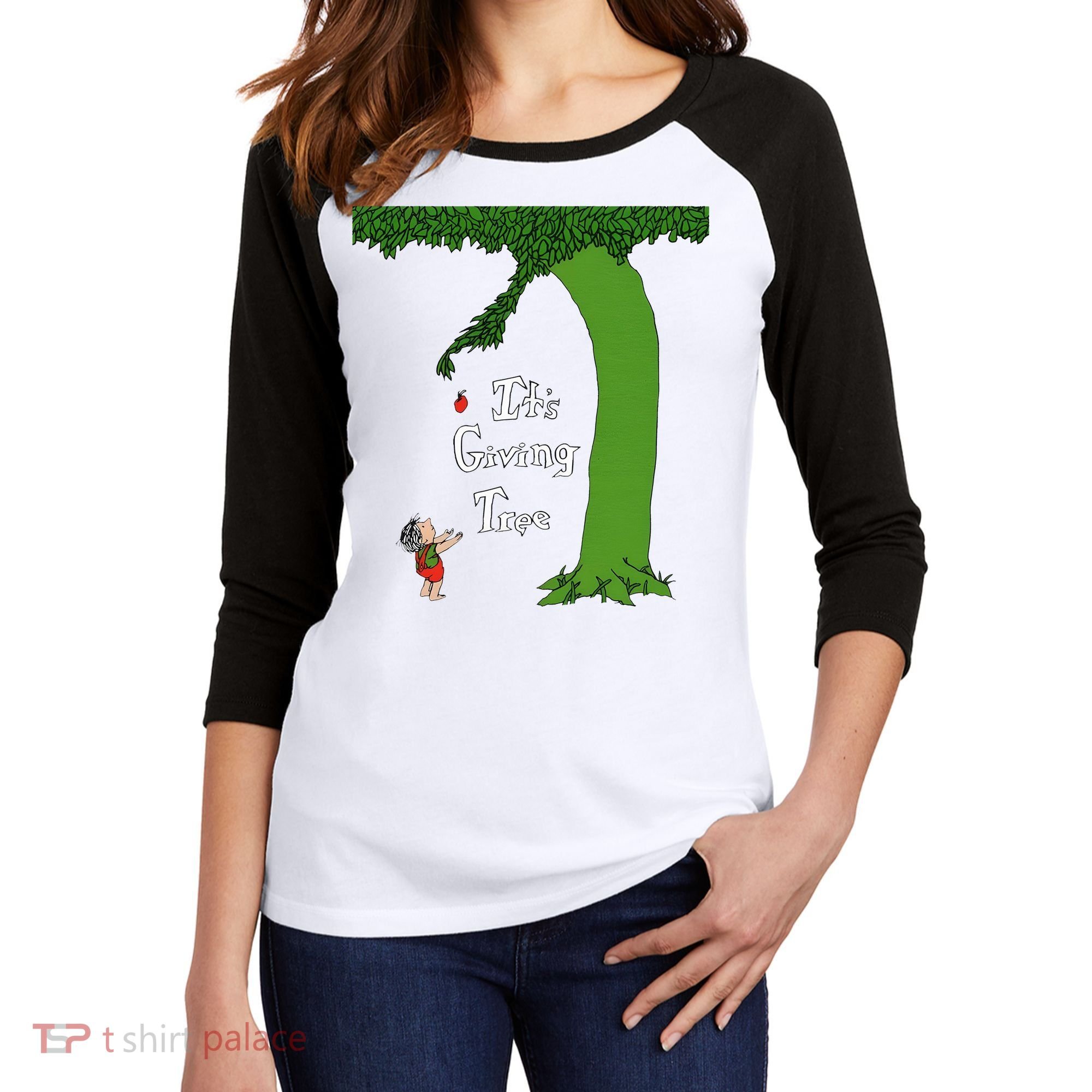 ItS Giving Tree Women's Tri-Blend 3/4-Sleeve Raglan Shirt