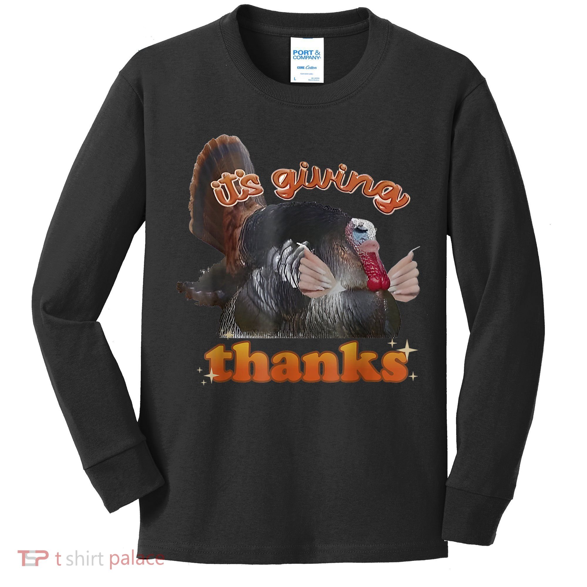 It’S Giving Thanks Turkey Thanksgiving Kids Long Sleeve Shirt