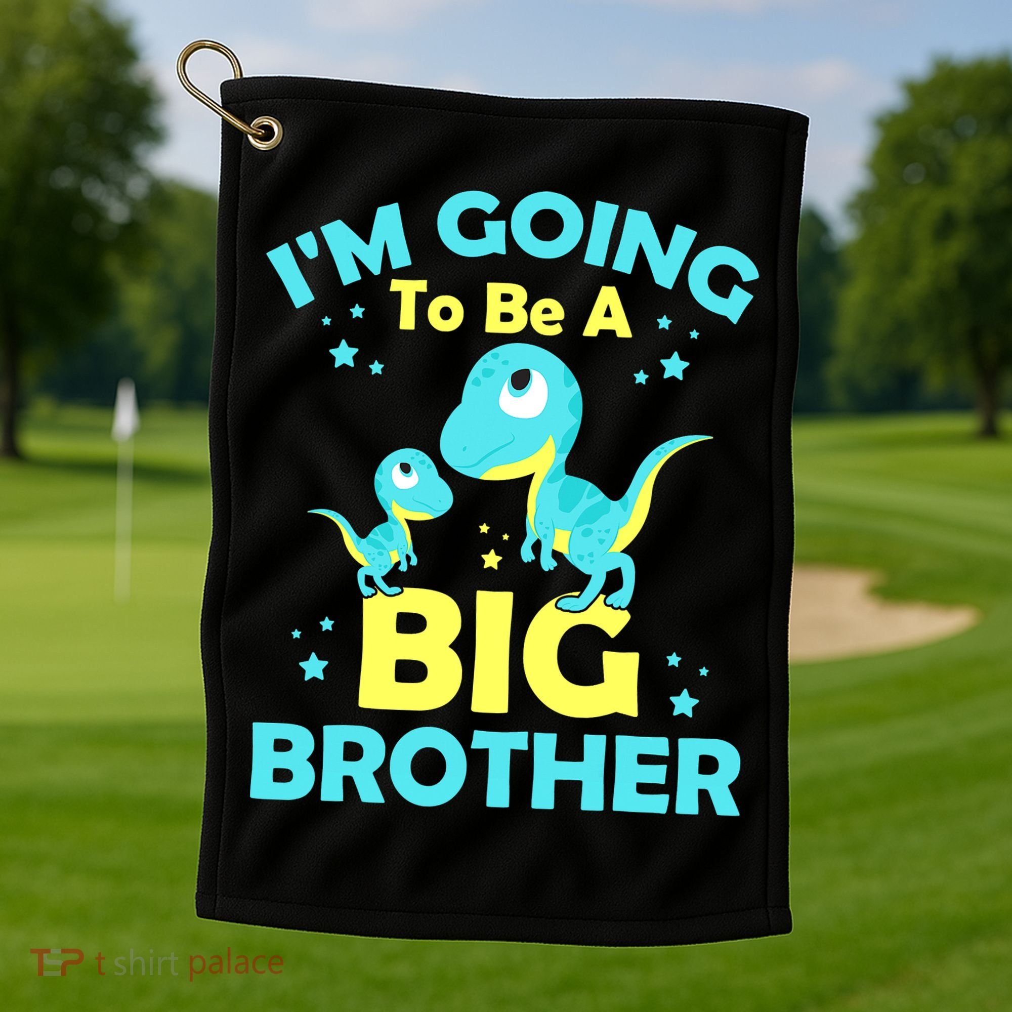 I'm Going To Be A Big Brother Cute Dinosaur Golf Towel