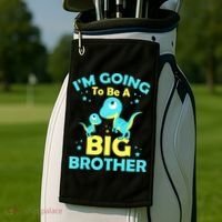 I'm Going To Be A Big Brother Cute Dinosaur Golf Towel thumb 2
