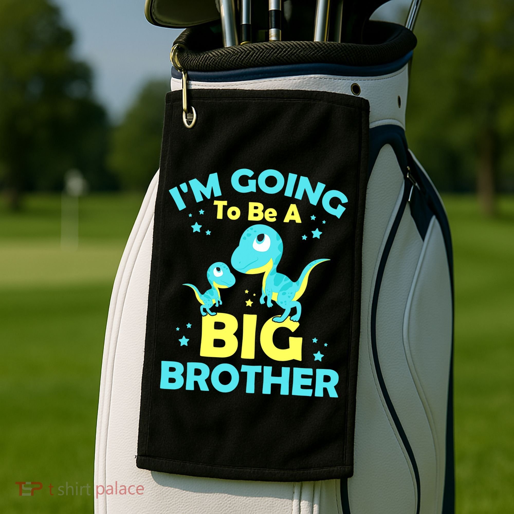 I'm Going To Be A Big Brother Cute Dinosaur Golf Towel